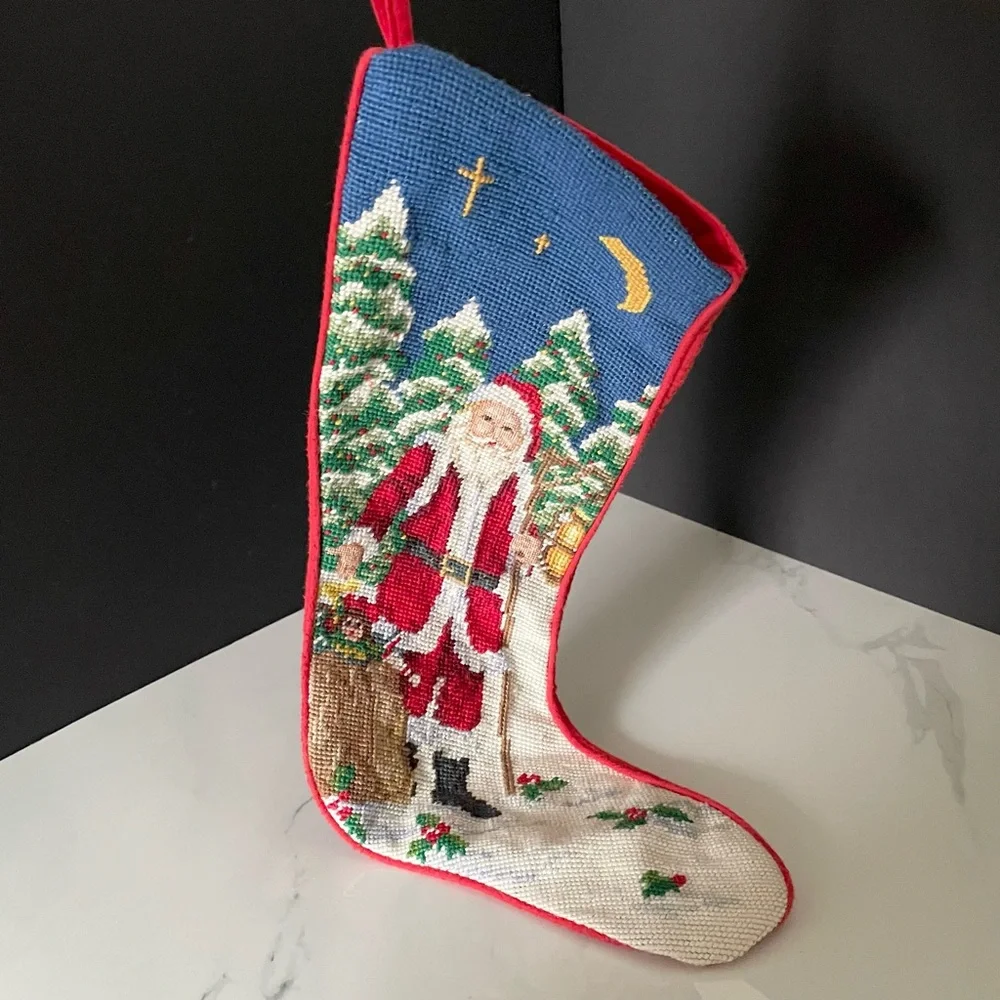 Santa with Gifts - Needlepoint Holiday Stocking